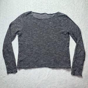 Eileen Fisher Boucle Knit Sweater top Long Sleeve Boat Neck Black White S